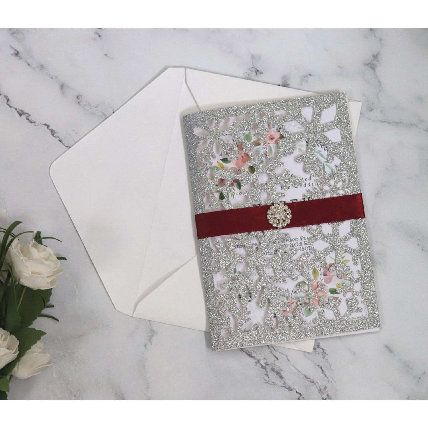 Elegant Wedding Invitation Glitter Christmas Greeting Card Business Invitation